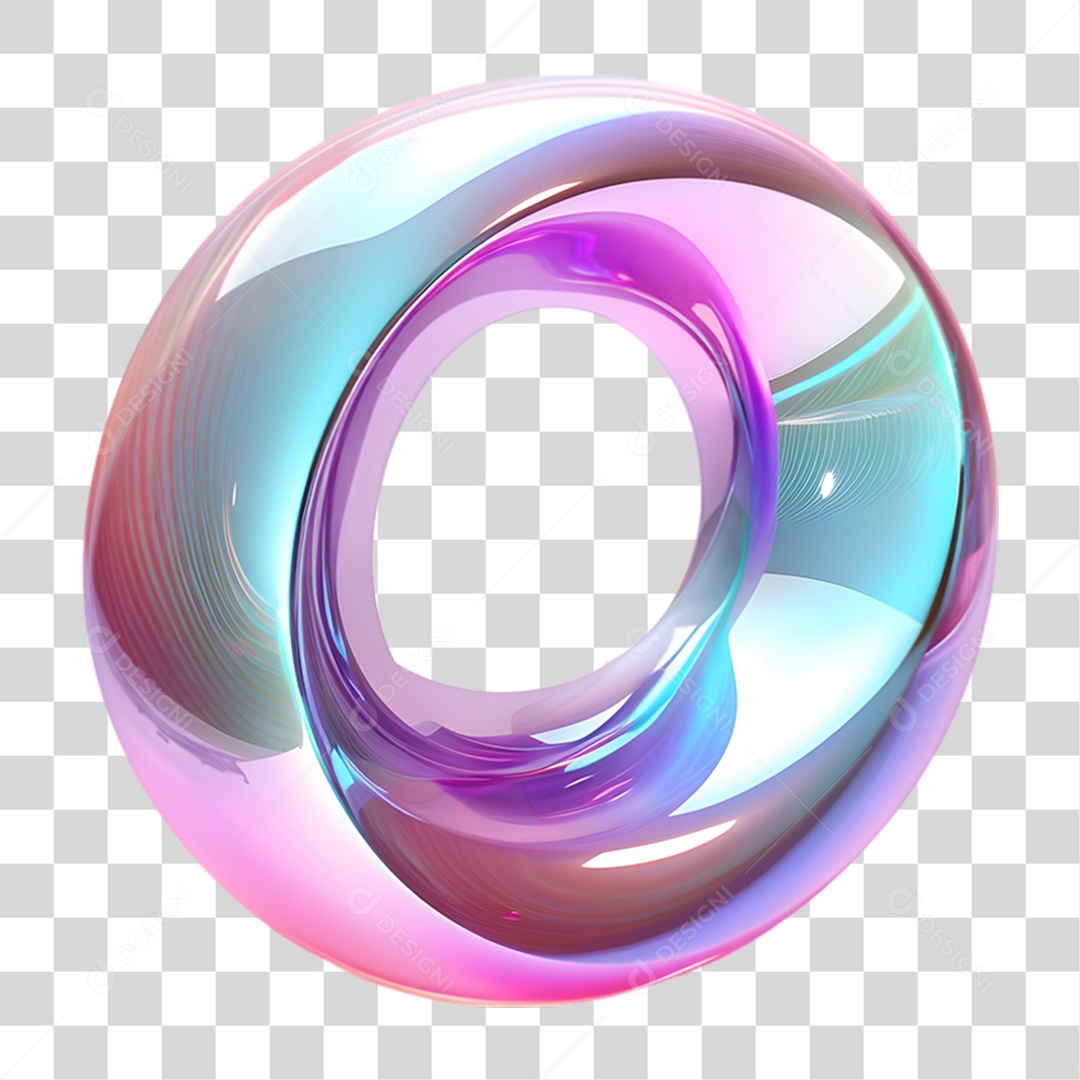 Forma Geométrica Holográfica Torus PNG Transparente