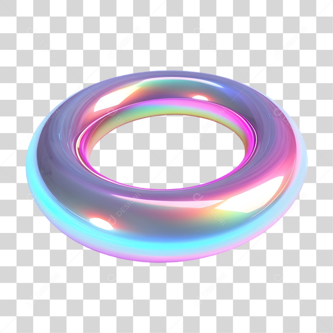 Forma Geométrica Holográfica Torus PNG Transparente