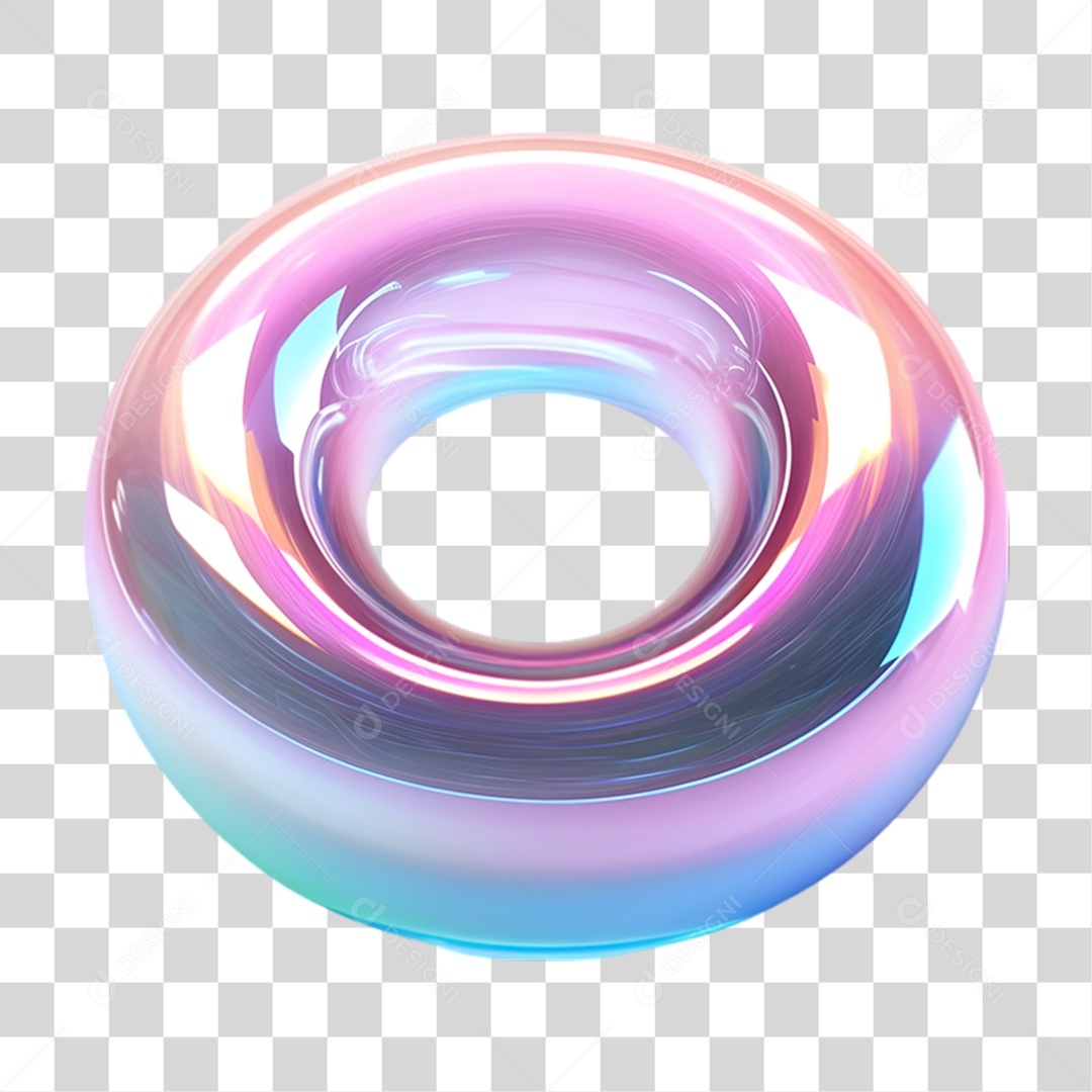 Forma Geométrica Holográfica Torus PNG Transparente