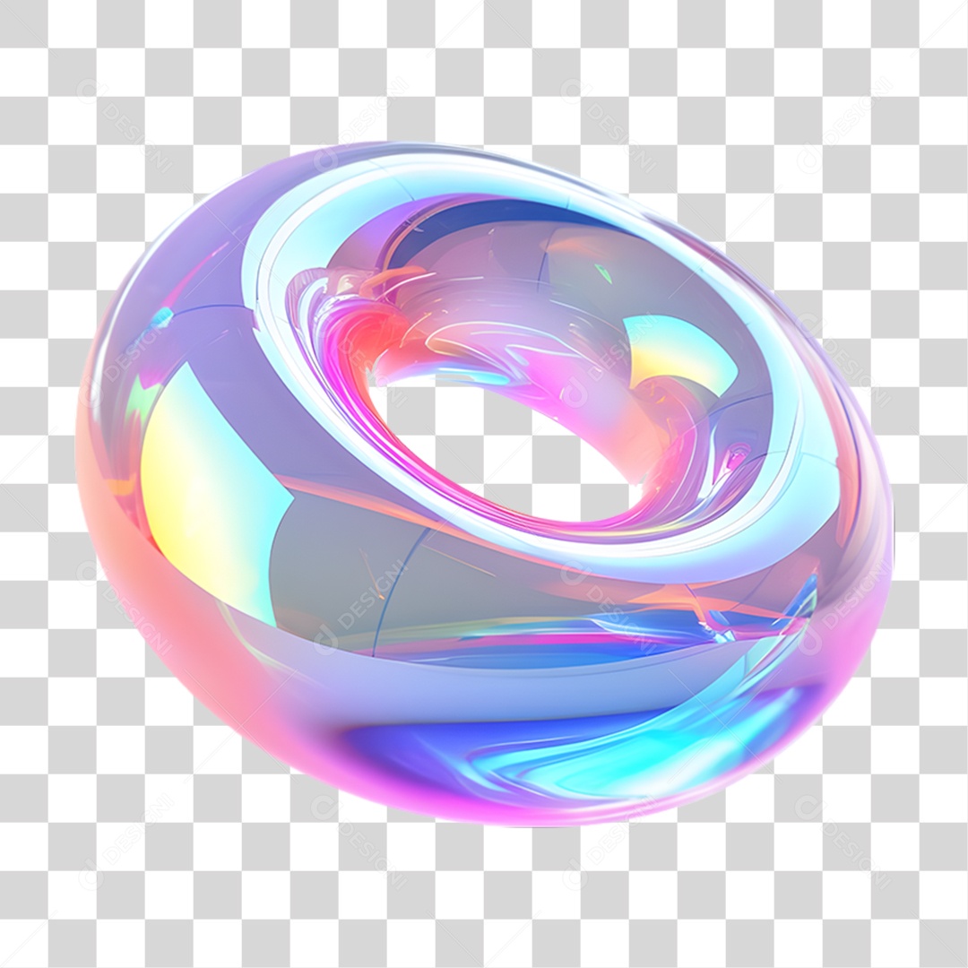 Forma Geométrica Holográfica Torus PNG Transparente