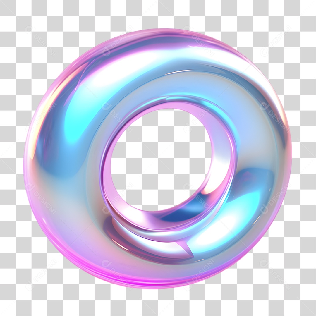 Forma Geométrica Holográfica Torus PNG Transparente