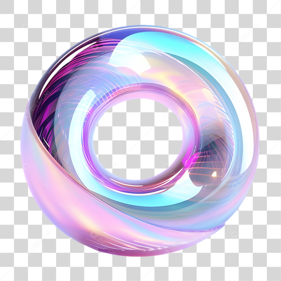 Forma Geométrica Holográfica Torus PNG Transparente