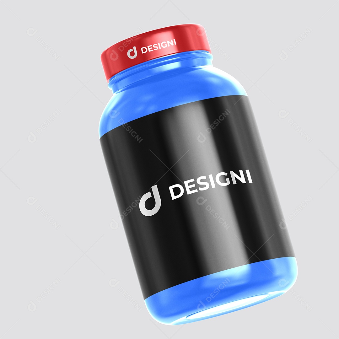 Mockup de Pote de Proteina Inclinado PSD Editável