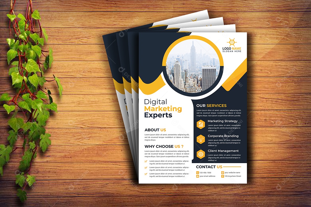 Modelo de Folheto Empresarial PSD + AI Editável