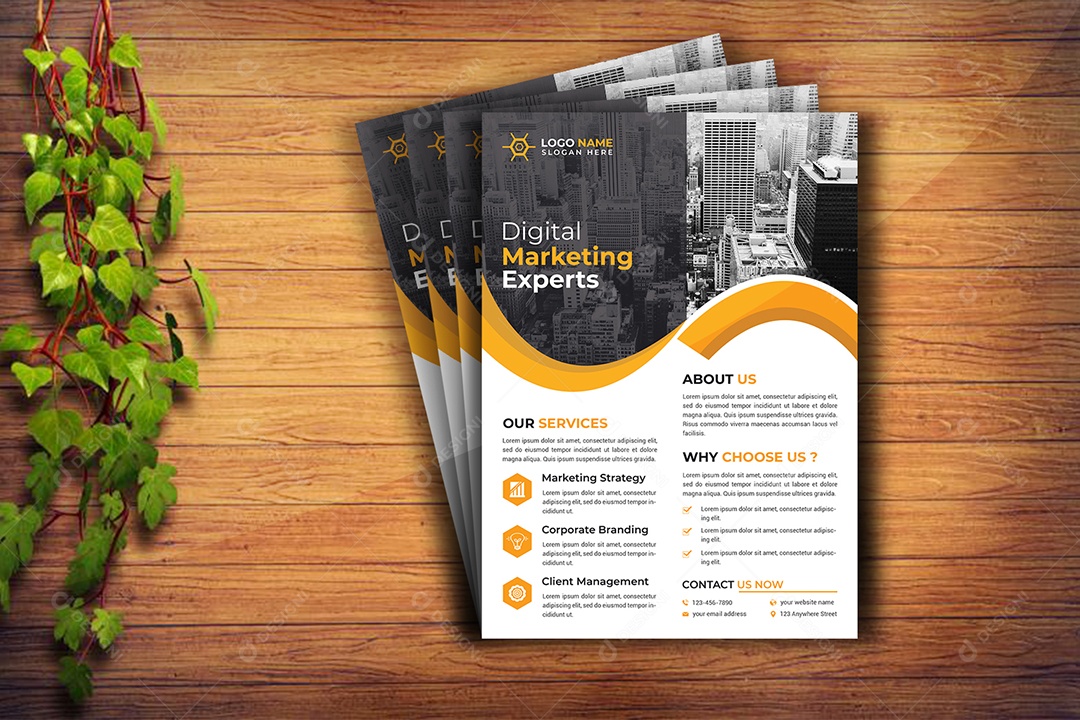 Modelo de Folheto Empresarial PSD + AI Editável