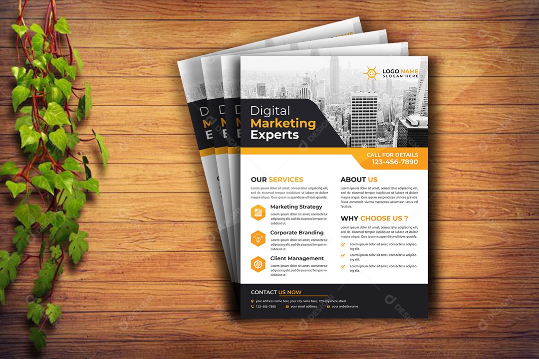 Modelo de Folheto Empresarial PSD + AI Editável