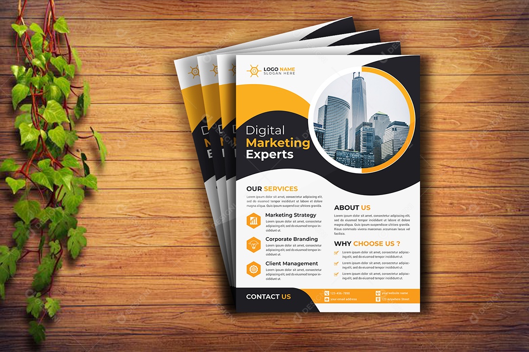 Modelo de Folheto Empresarial PSD + AI Editável