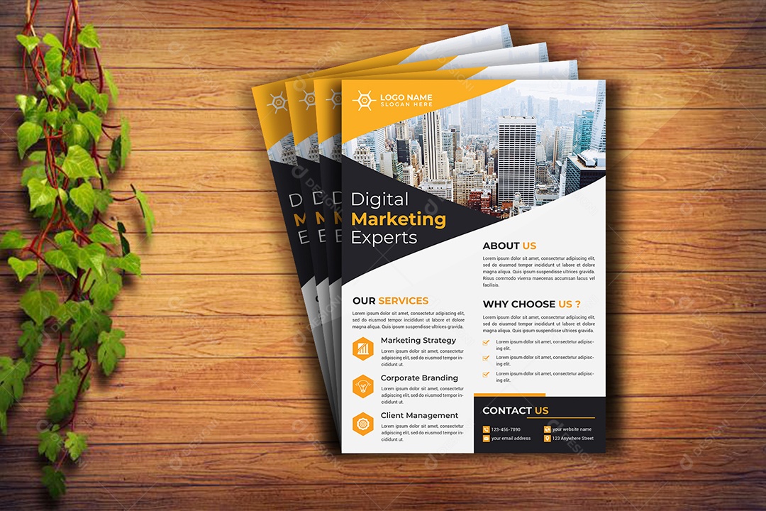 Modelo de Folheto Empresarial PSD + AI Editável