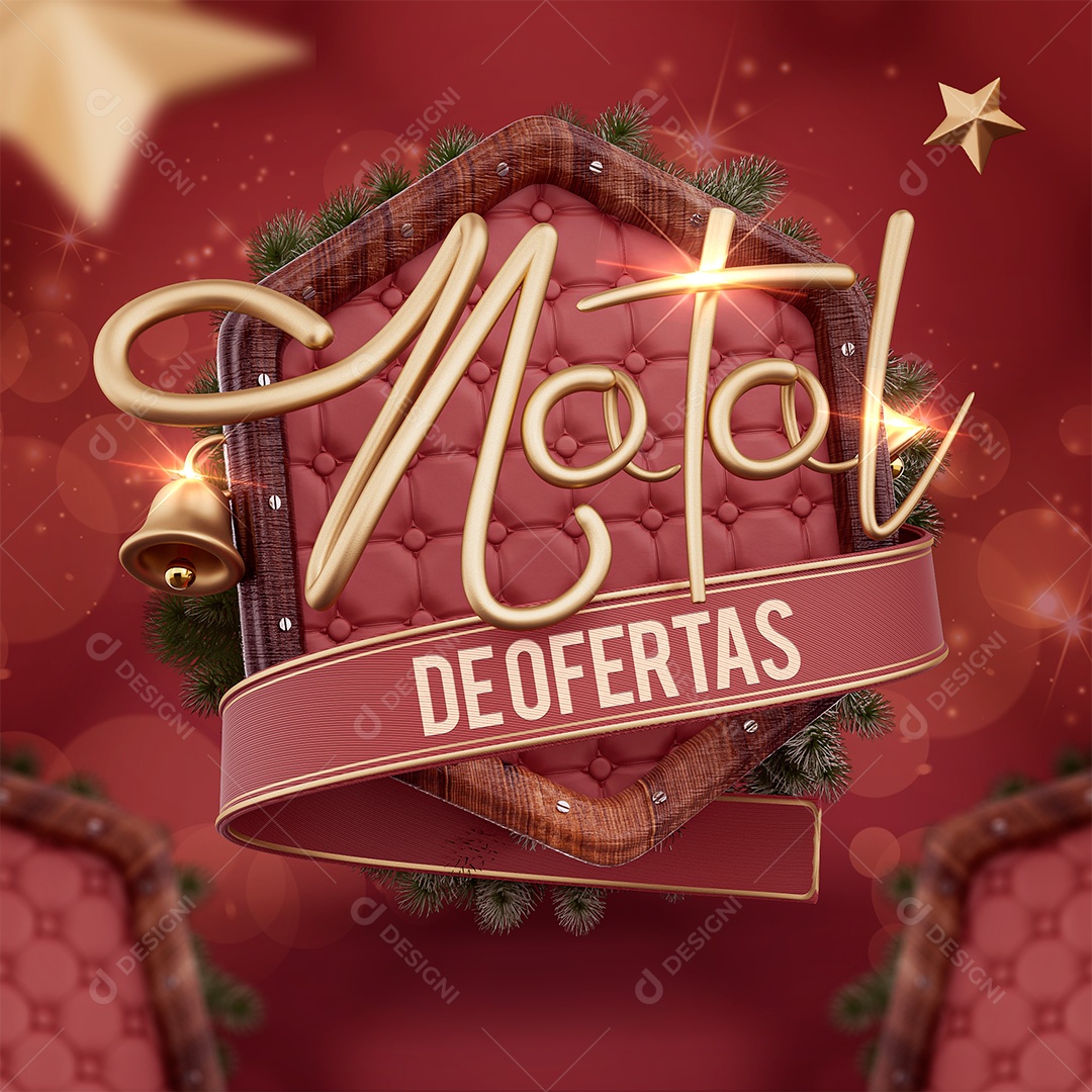 Natal de Ofertas Selo 3D Dourado e Vermelho para Composição PSD