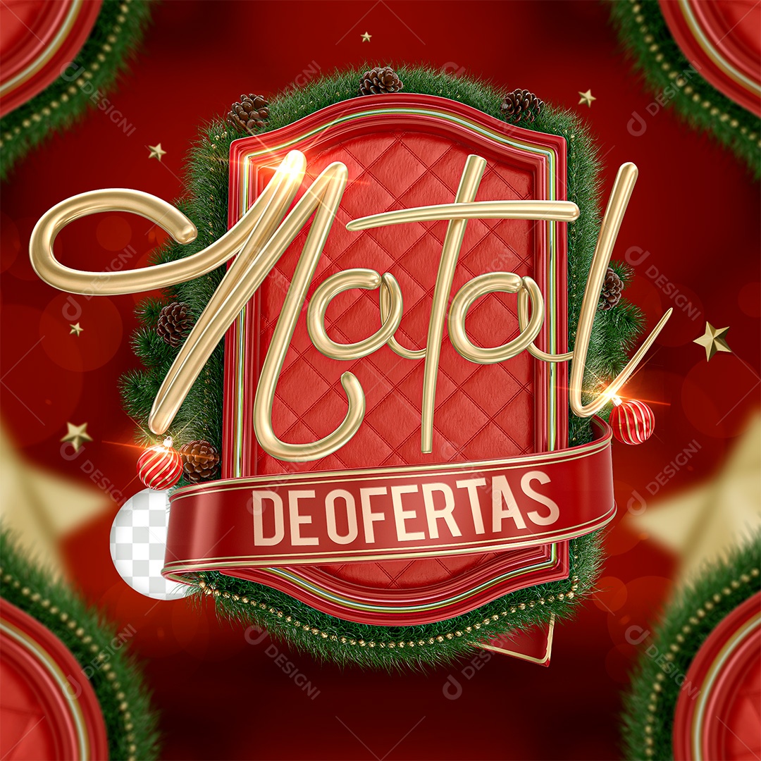 Natal de Ofertas Selo 3D para Composição PSD