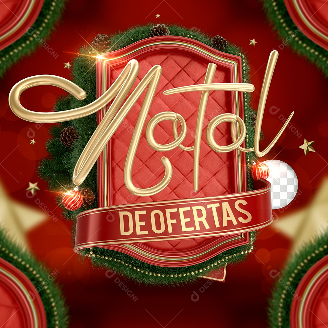 Natal de Ofertas Selo 3D para Composição PSD
