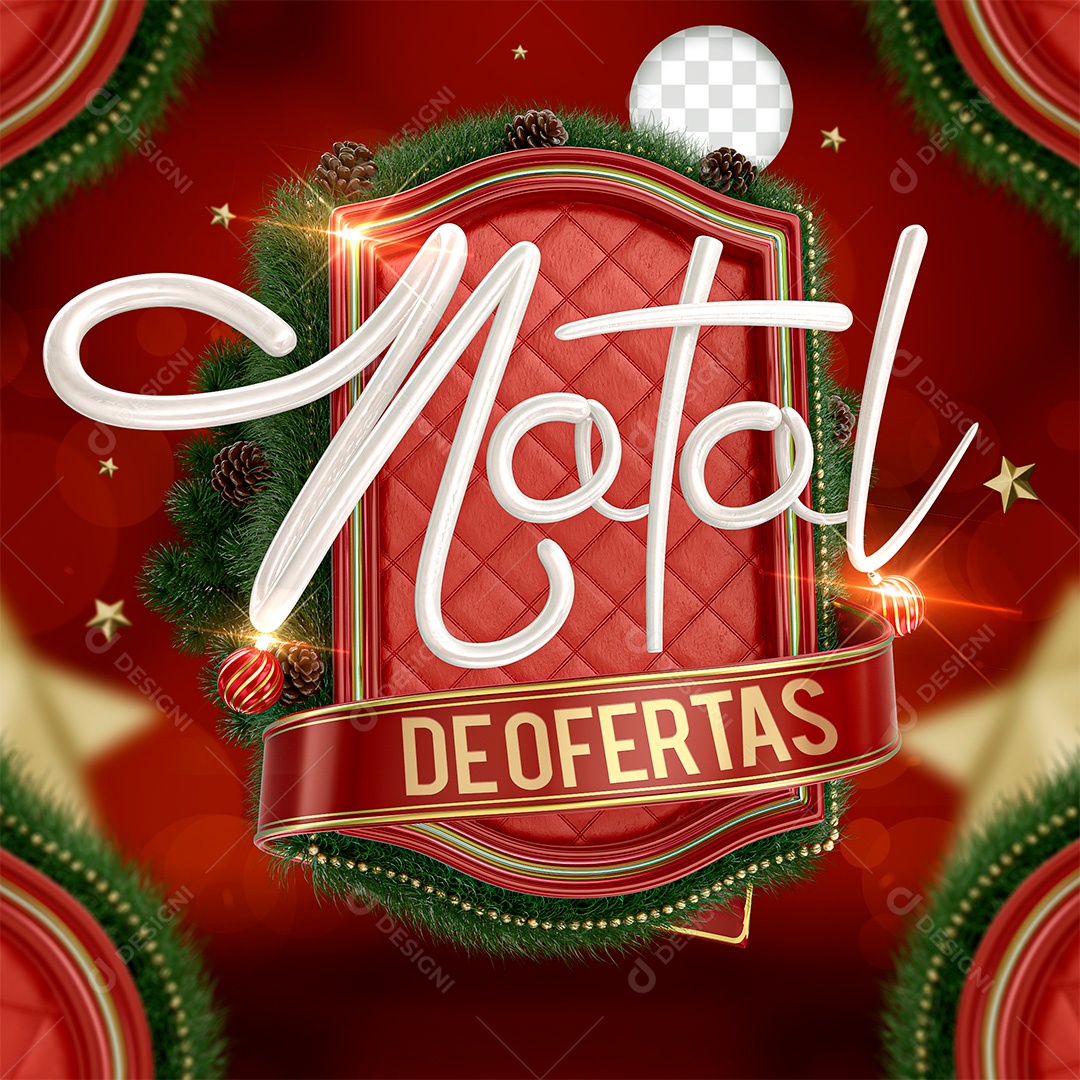 Selo 3D Natal de Ofertas para Composição PSD