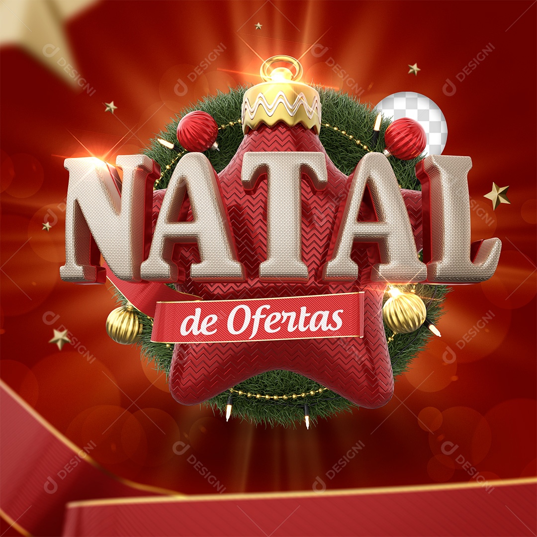 Selo 3D Natal de Ofertas para Composição PSD