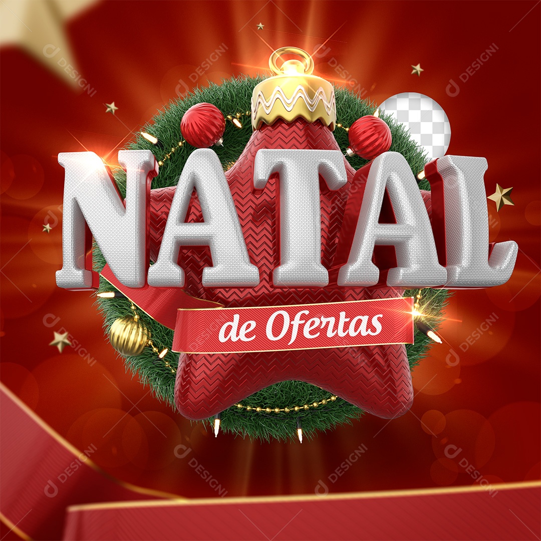 Natal de Ofertas Selo 3D para Composição PSD