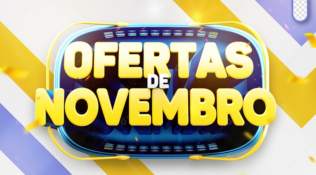 Banner Ofertas de Novembro Selo 3D para Composição PSD