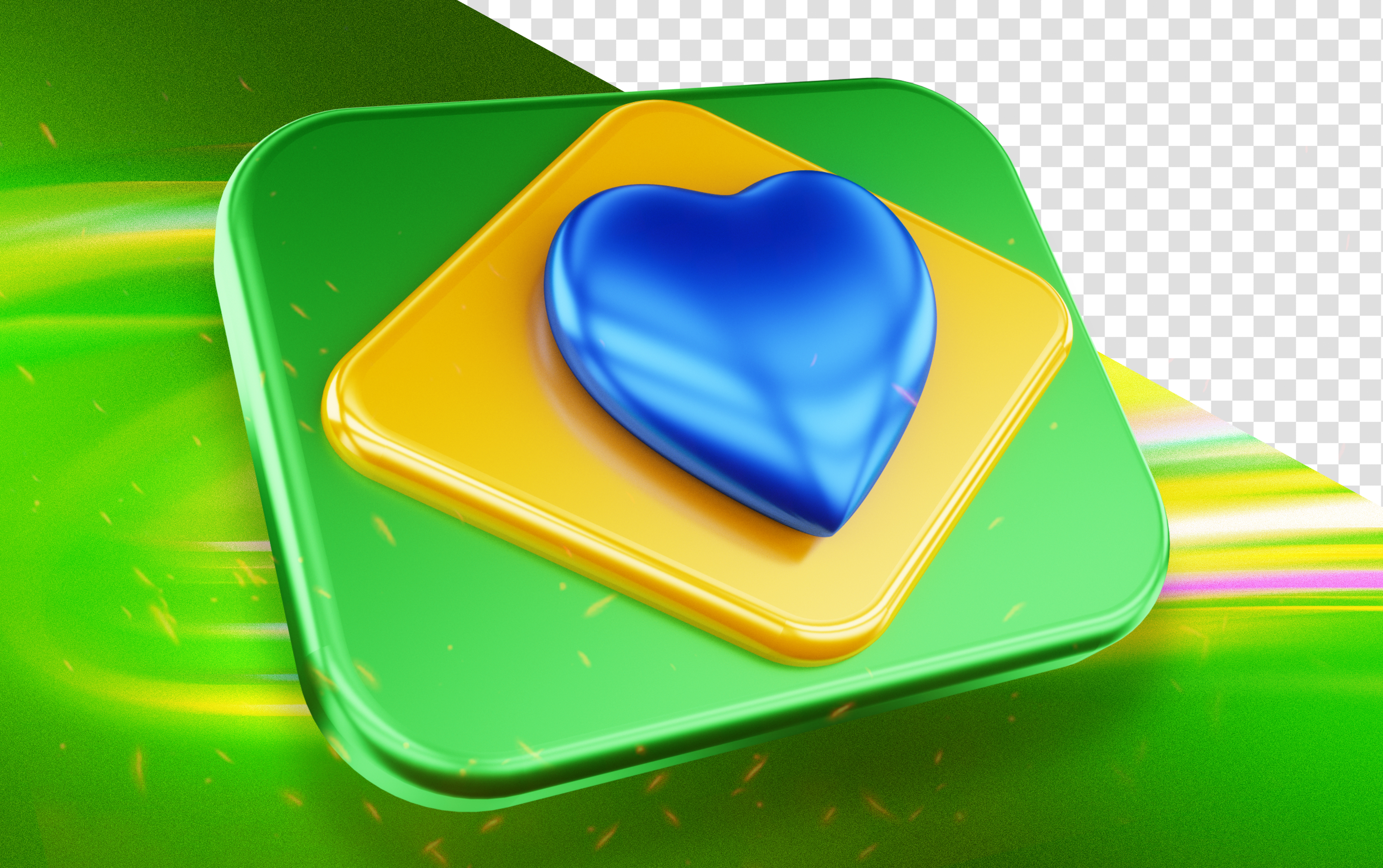 Elemento 3D Emoji Coração Brasil Para Composição PSD