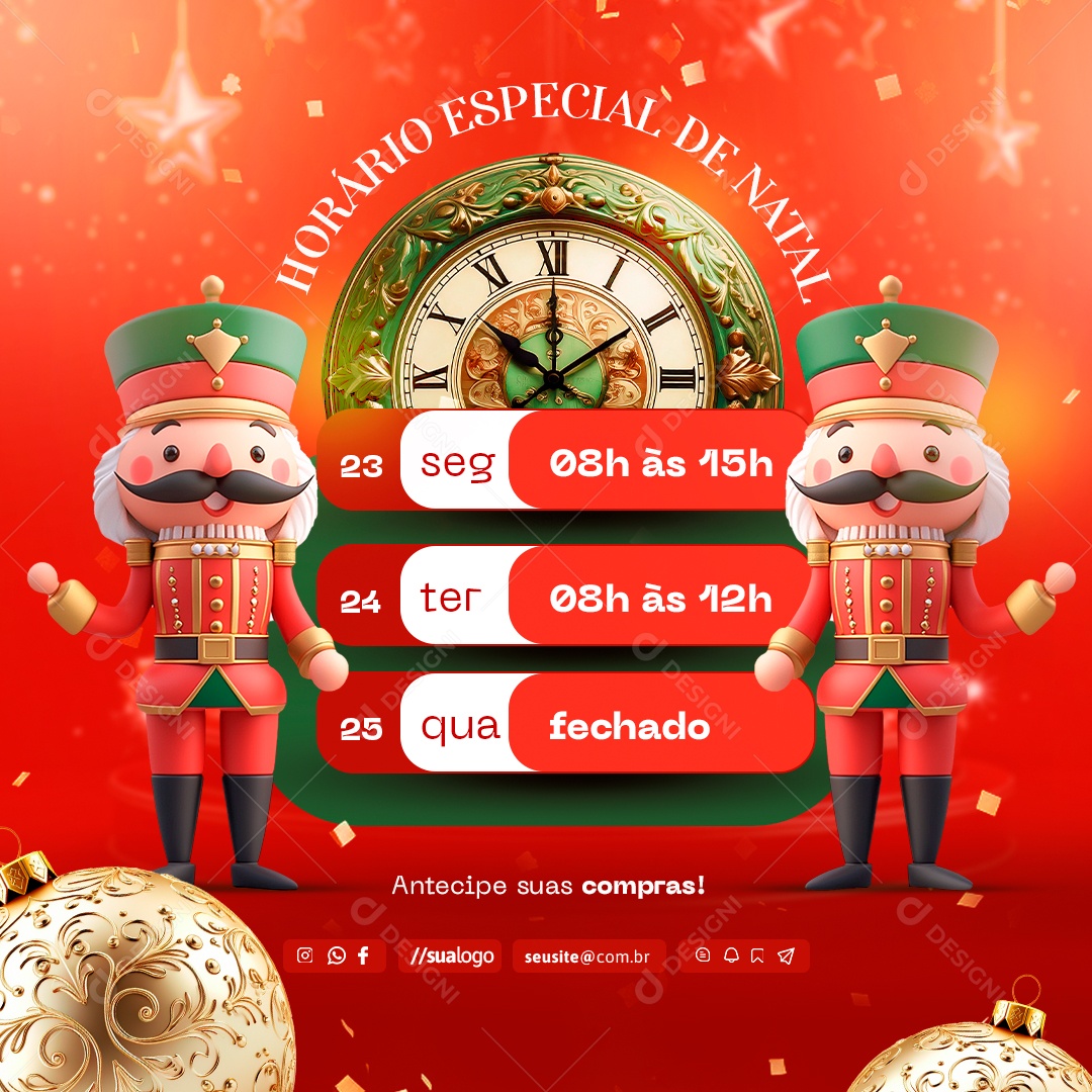 Horário Especial de Natal Social Media PSD Editável