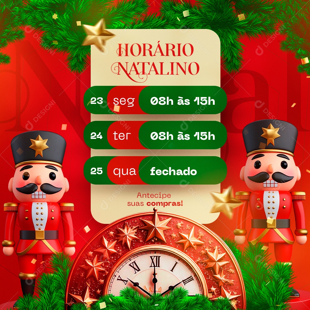 Horário de Funcionamento Natalino Social Media PSD Editável