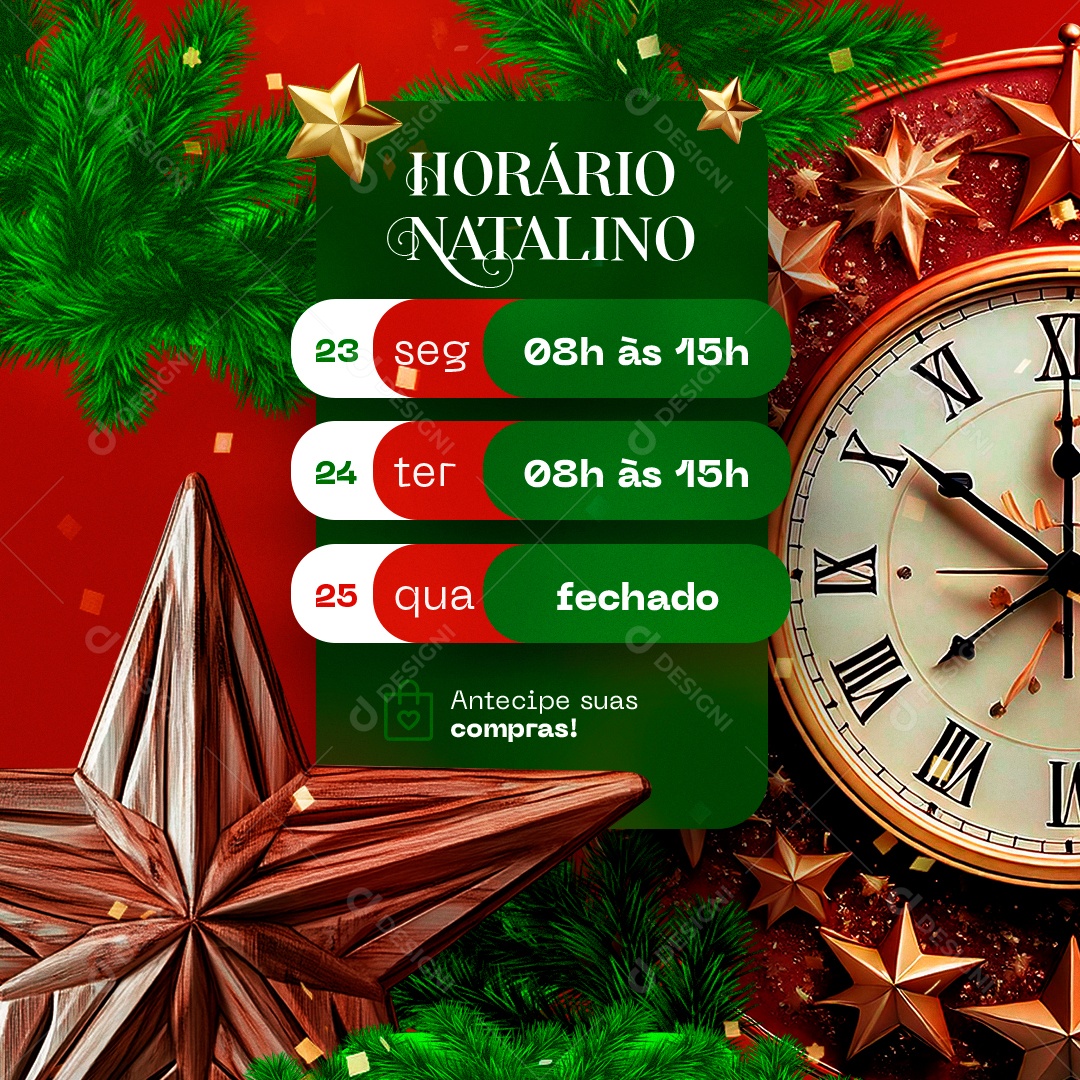 Horário Natalino Social Media PSD Editável