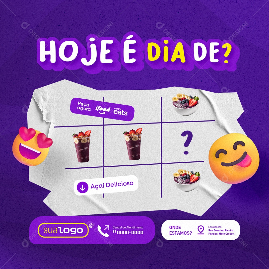 Açaiteria Hoje é Dua de Açaí Social Media PSD Editável