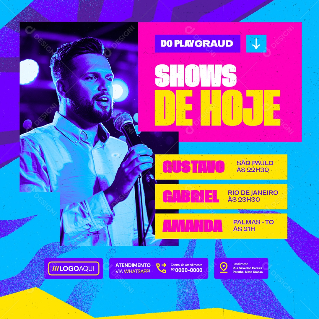 Shows Do Playgraud Shows de Hoje Social Media PSD Editável