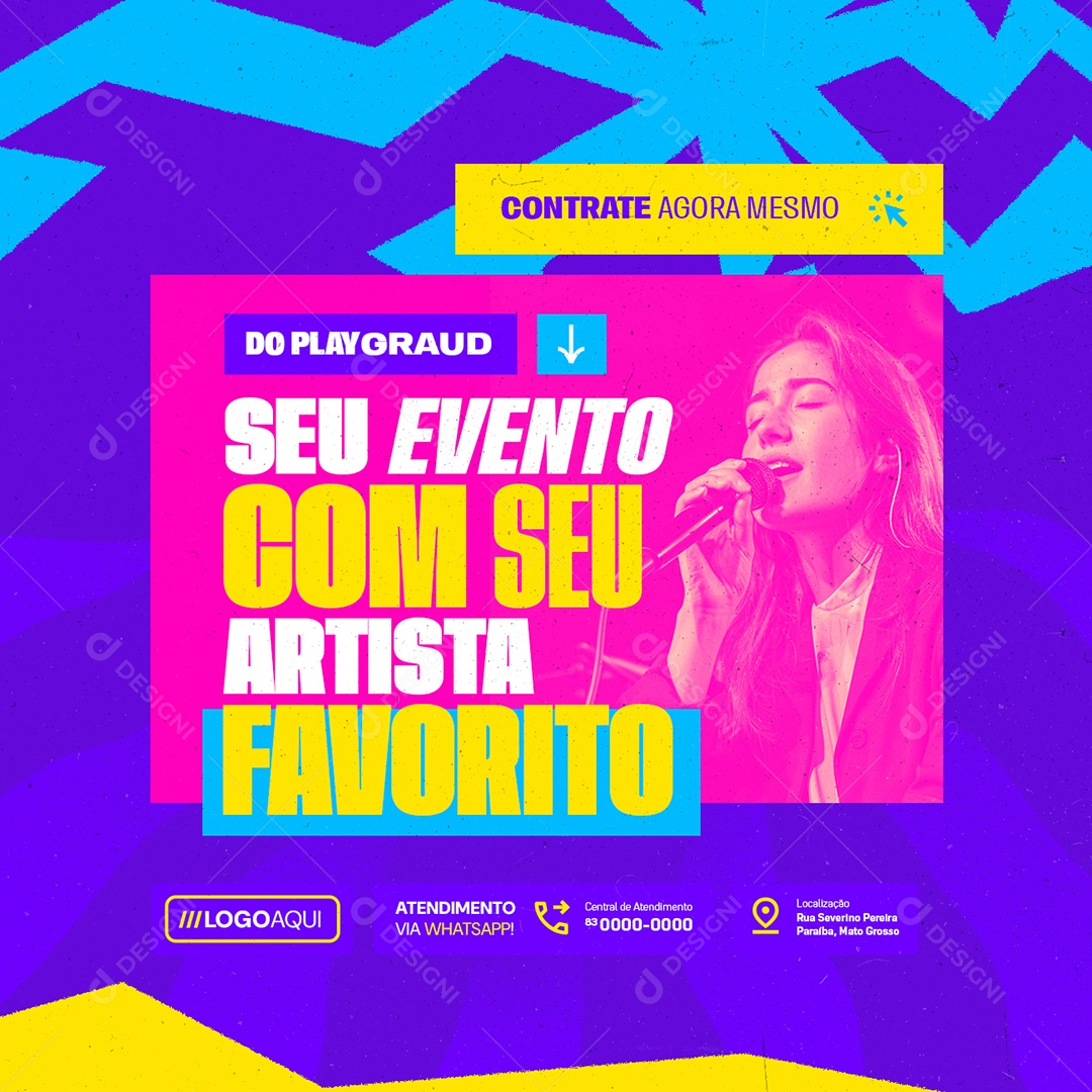 Shows Do Playgraud Seu Evento com Seu Artista Favorito Social Media PSD Editável