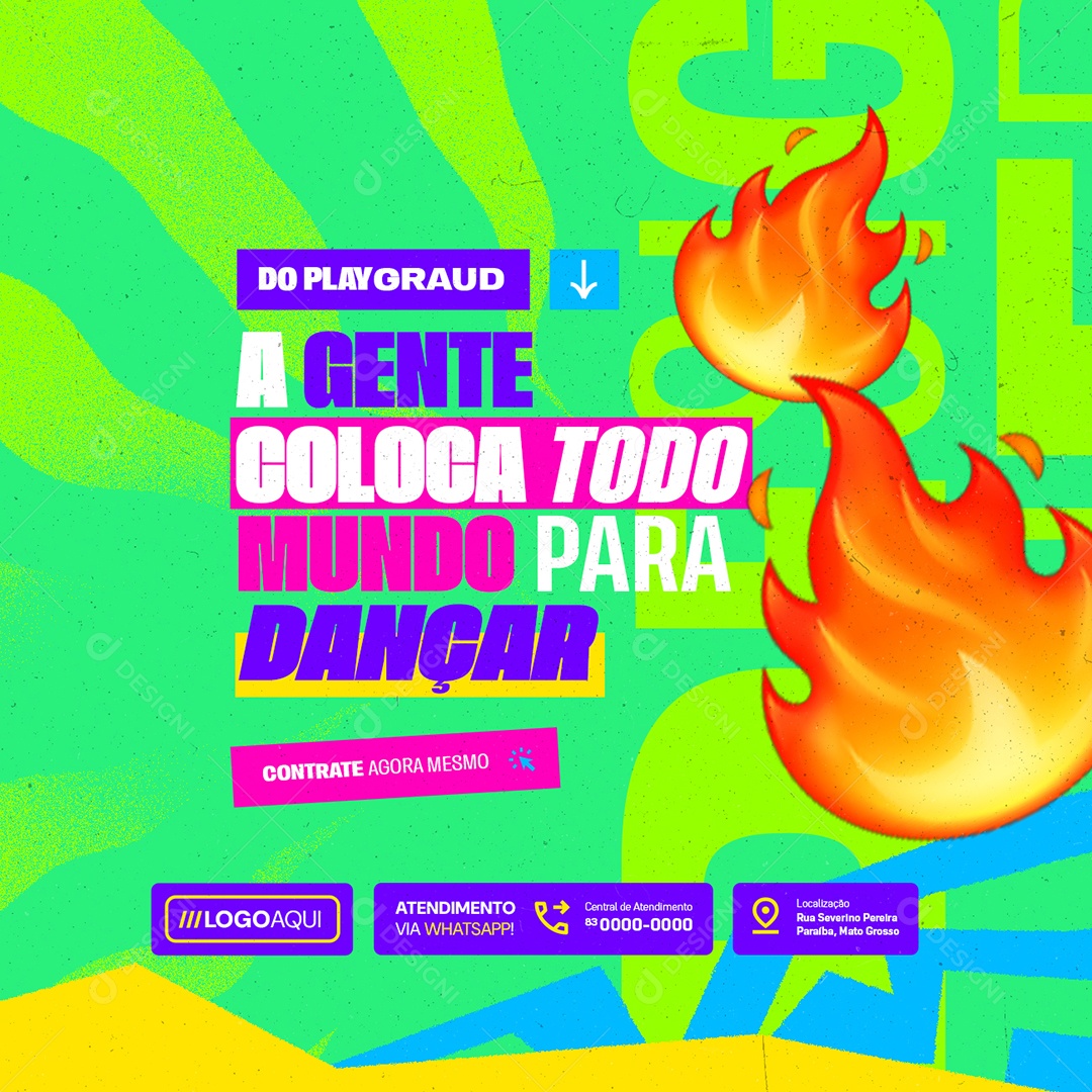 Shows Do Playgraud a Gente Coloca Todo Mundo para Dançar Social Media PSD Editável