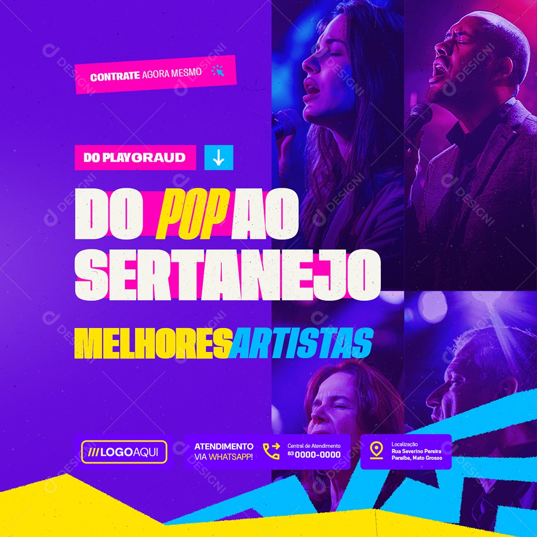 Shows Do Playgraud do Pop ao Sertanejo Melhores Artistas Social Media PSD Editável