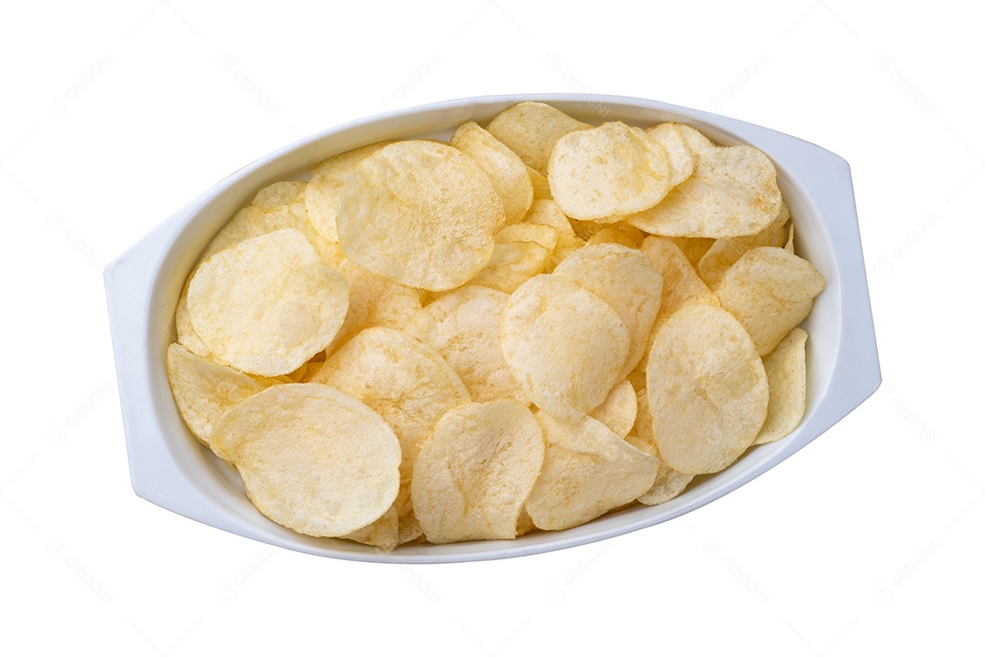 Batata chips tigela branca