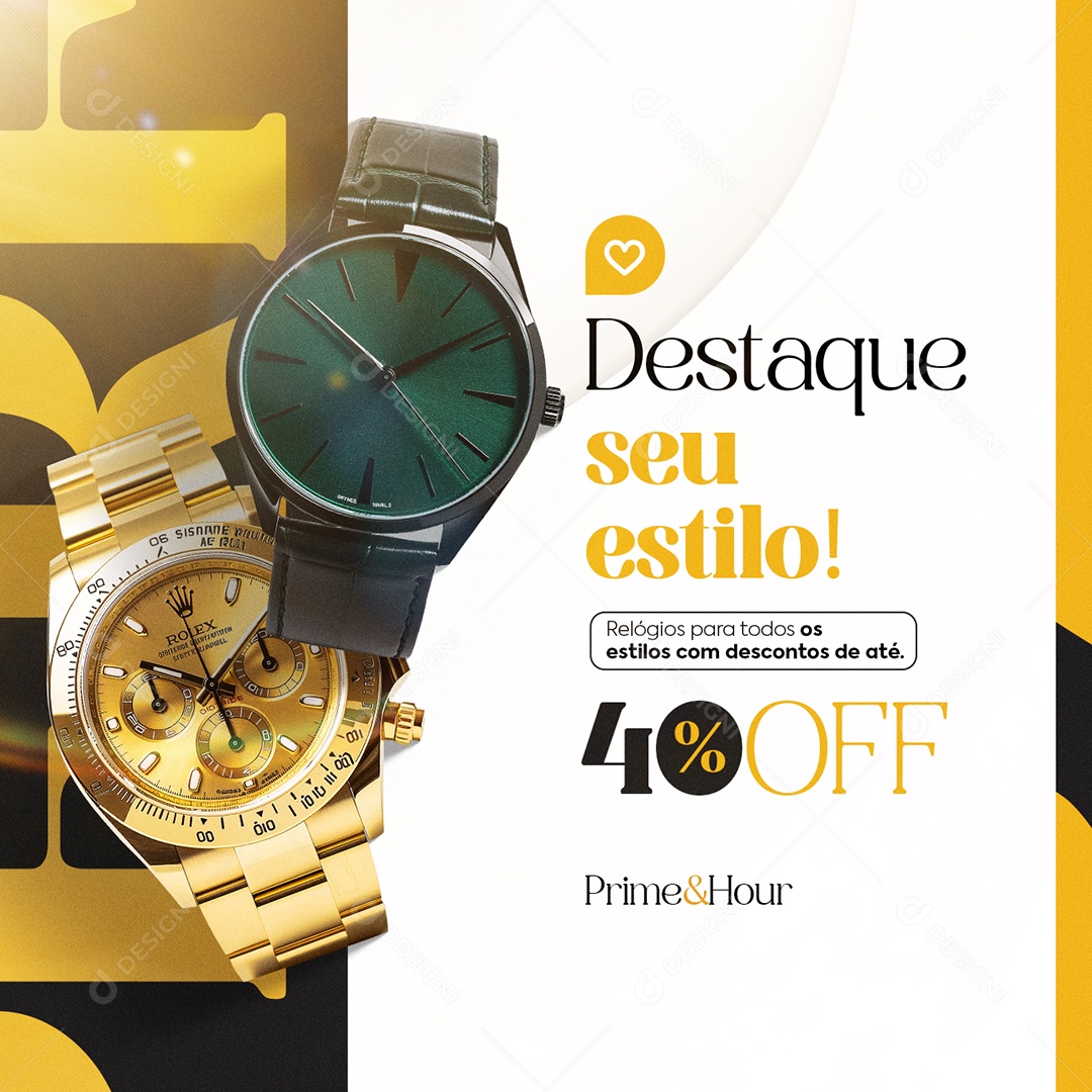 Relojoaria Destaque seu Estilo Relógios para Todos os Estilos Social Media PSD Editável