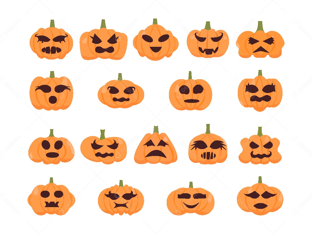 Conjunto de Abobora do Halloween Vetor EPS