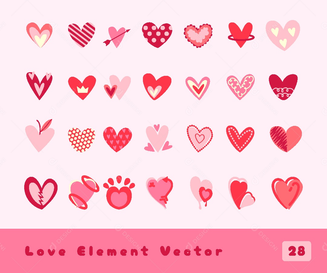 Coleção de Corações Ilustração Vetor EPS