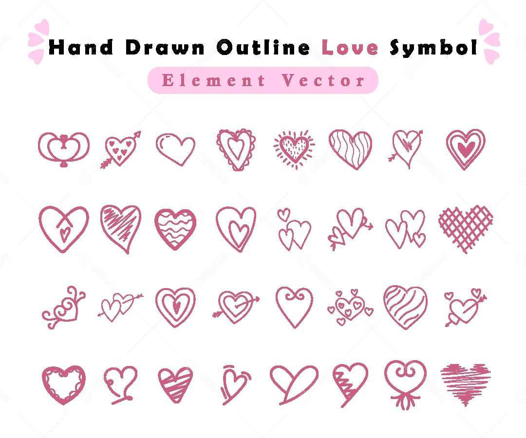 Coleção de Corações Ilustração Vetor EPS