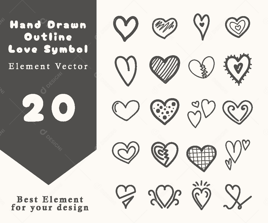 Coleção de Corações Ilustração Vetor EPS