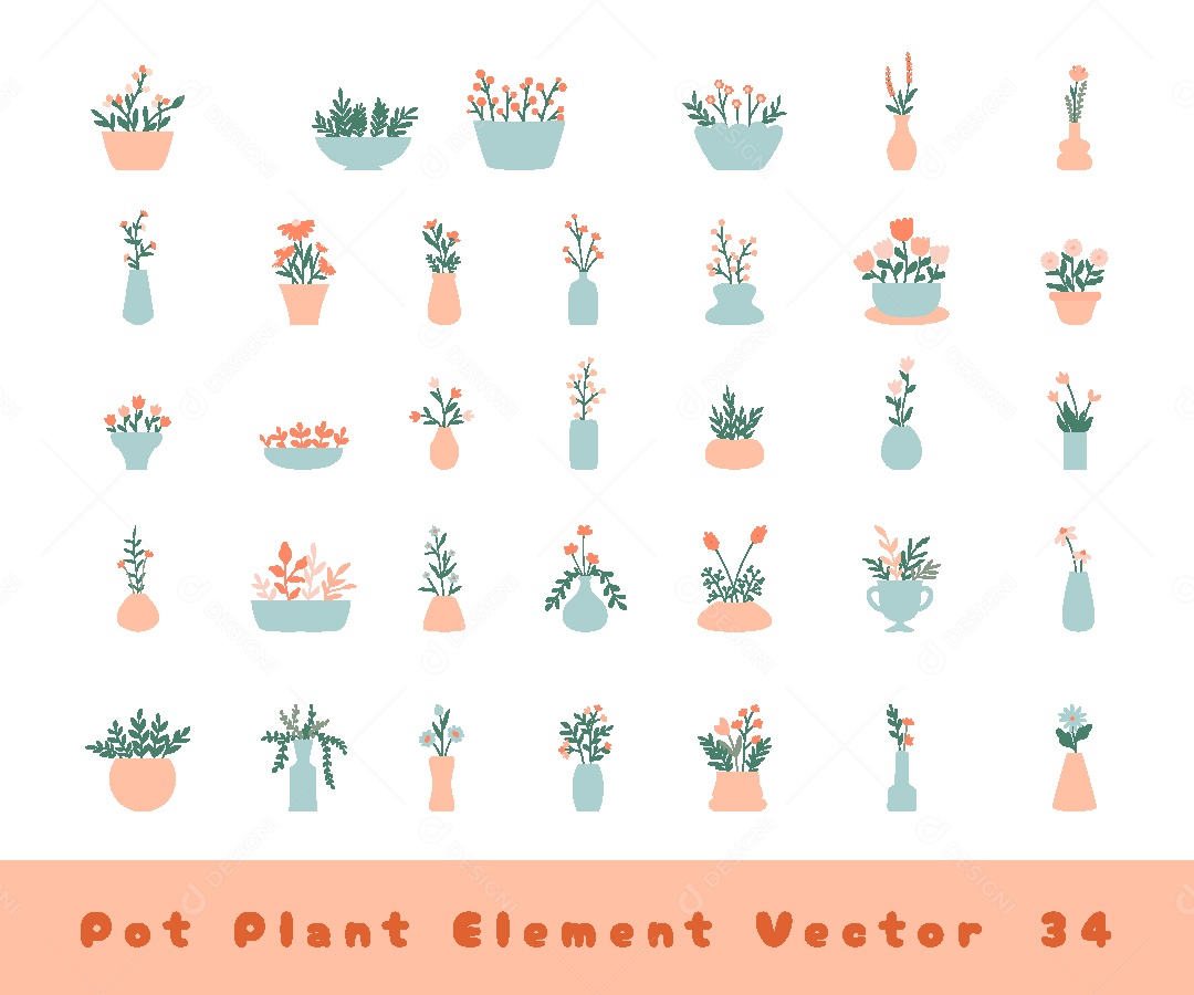 Coleção de Elementos de Plantas Ilustração Vetor EPS