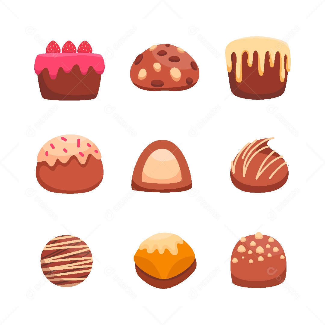 Conjunto de Elementos Comidas Doce de Vetor EPS