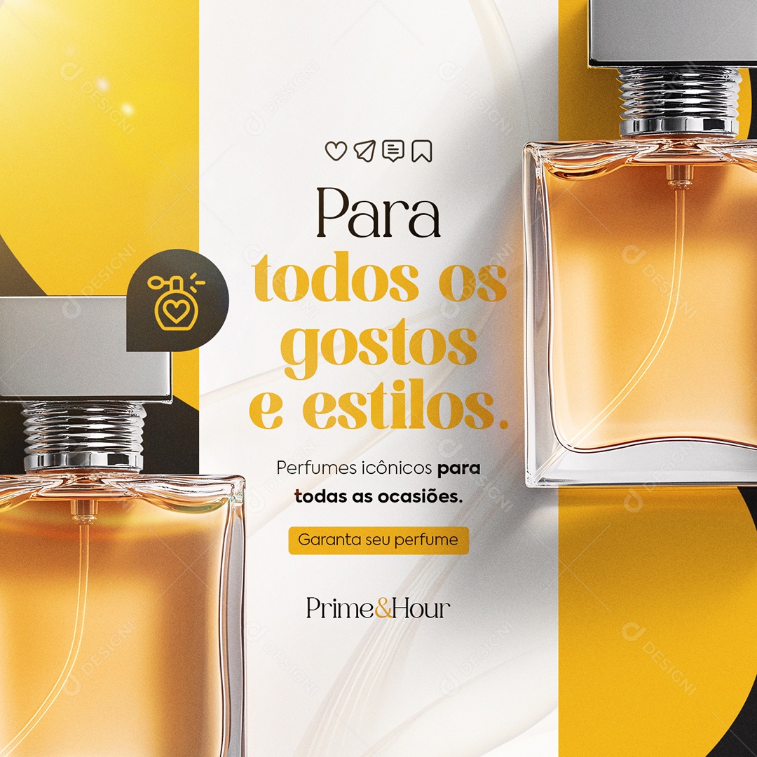 Relojoaria para Todos os Gostos e Estilos Perfumes Icônicos Social Media PSD Editável