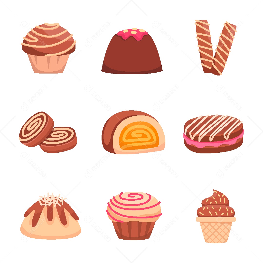 Conjunto de Elementos Comidas Doce de Vetor EPS