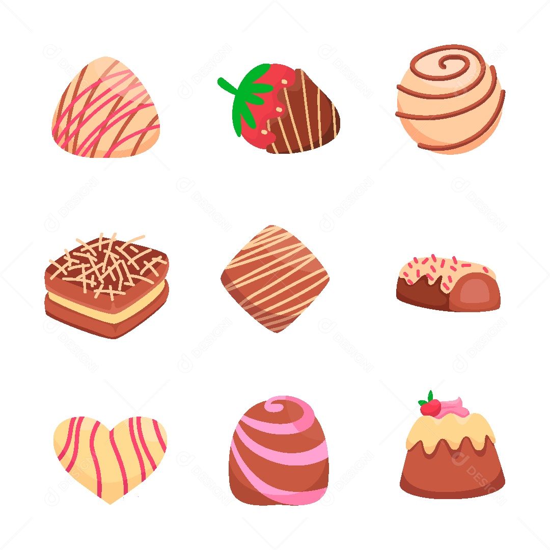 Conjunto de Elementos Comidas Doce de Vetor EPS