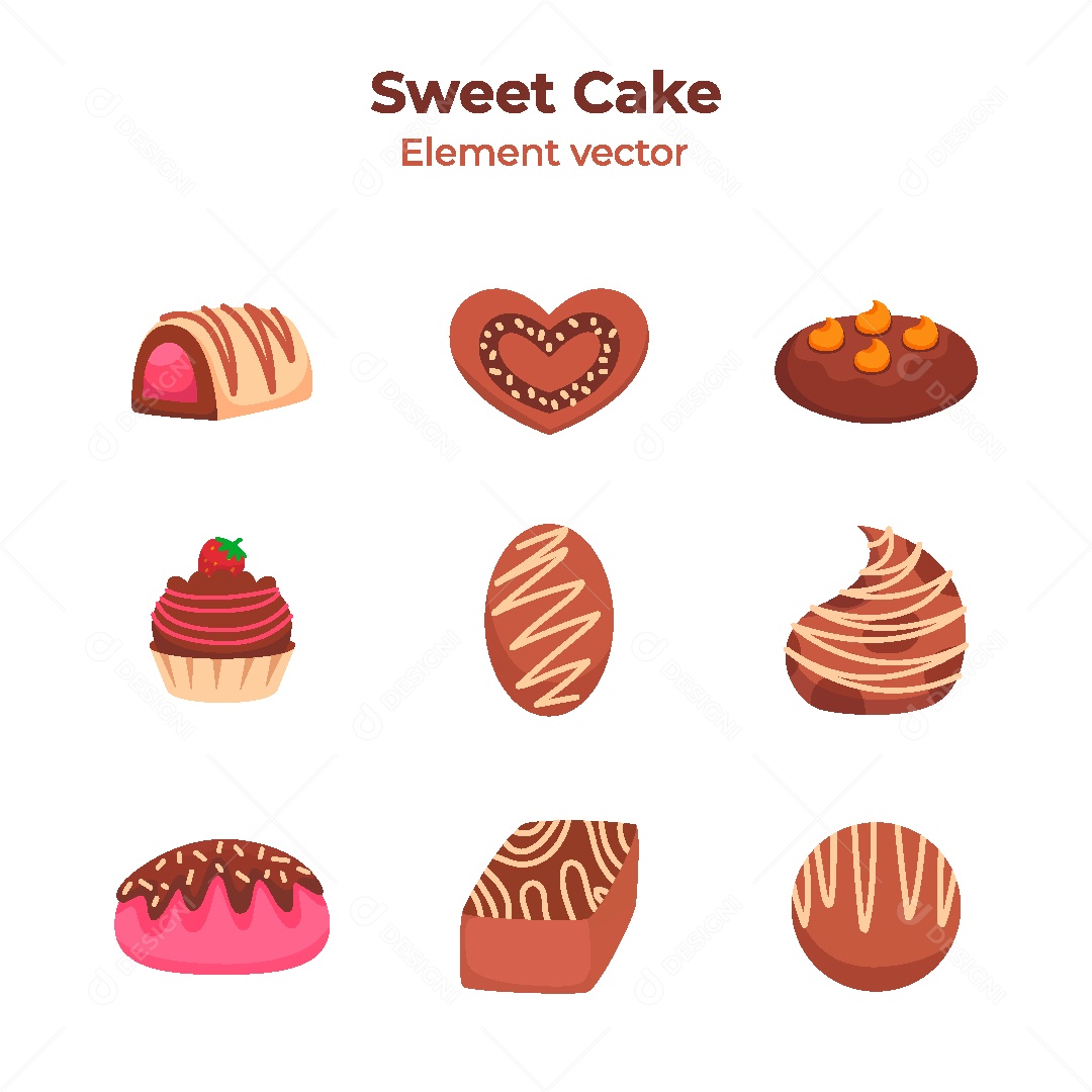 Conjunto de Elementos Comidas Doce de Vetor EPS