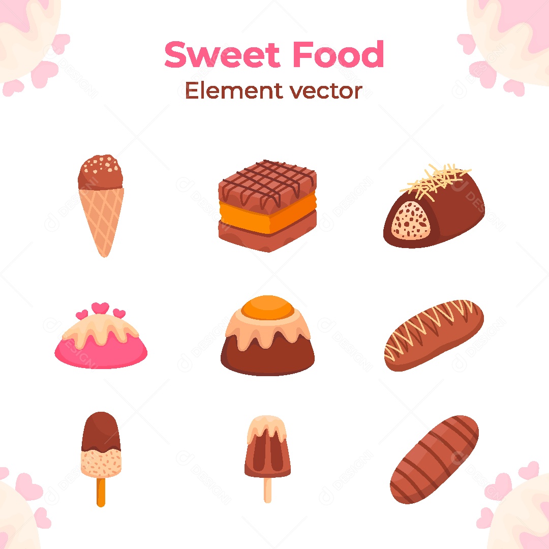 Conjunto de Elementos Comidas Doce de Vetor EPS