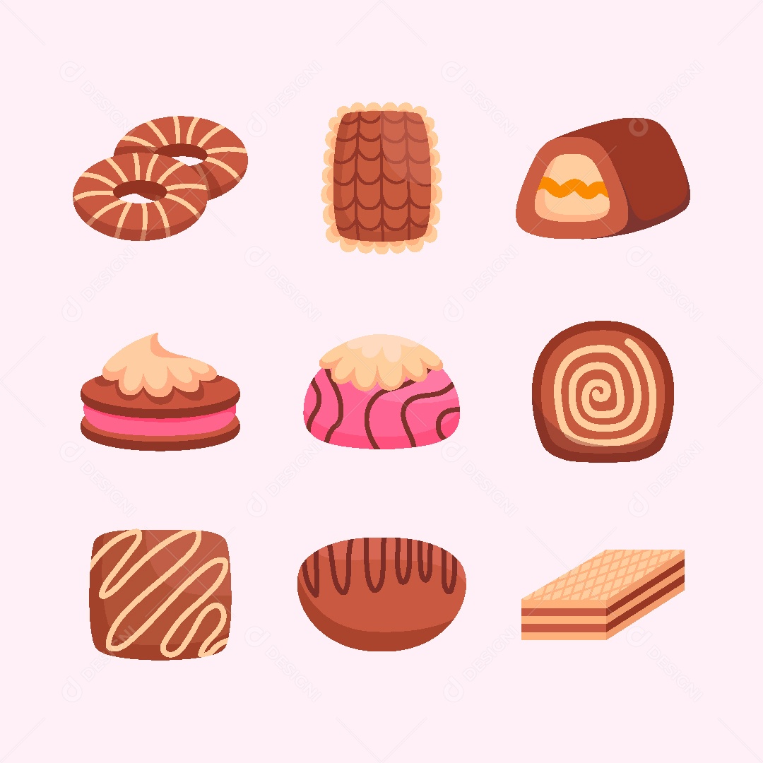 Conjunto de Elementos Comidas Doce de Vetor EPS