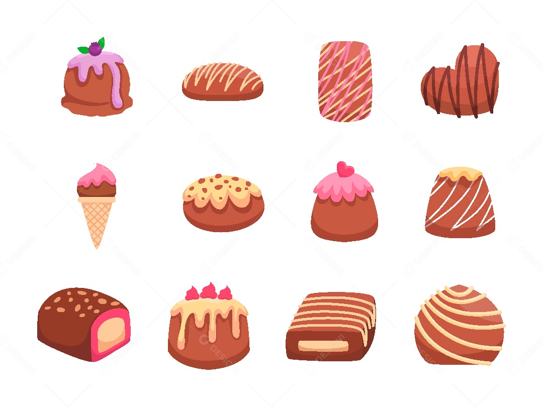 Conjunto de Elementos Comidas Doce de Vetor EPS