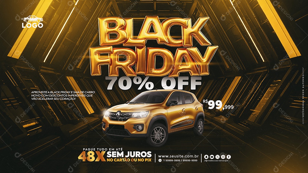 Black Friday Concessionária 70% OFF Social Media PSD Editável