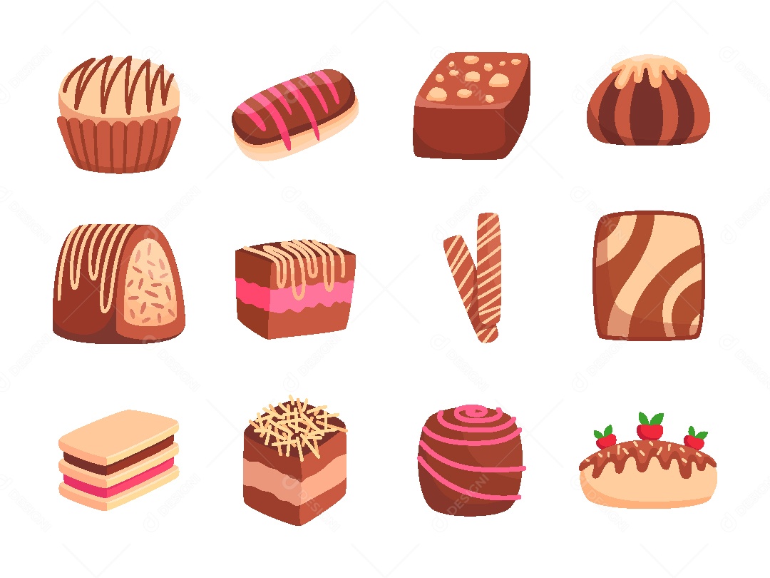 Conjunto de Elementos Comidas Doce de Vetor EPS