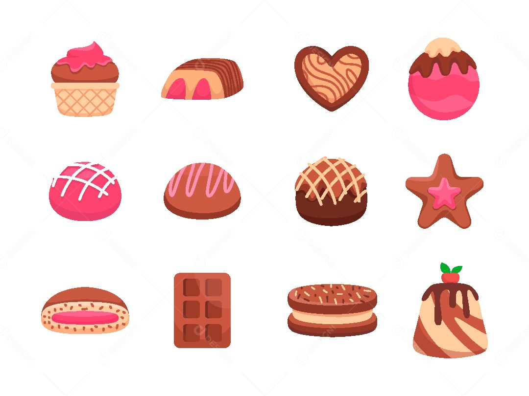 Conjunto de Elementos Comidas Doce de Vetor EPS