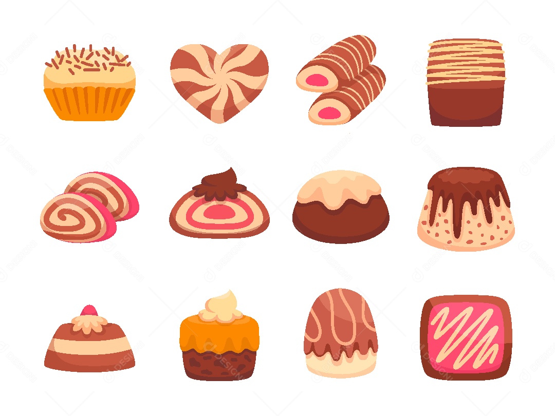 Conjunto de Elementos Comidas Doce de Vetor EPS