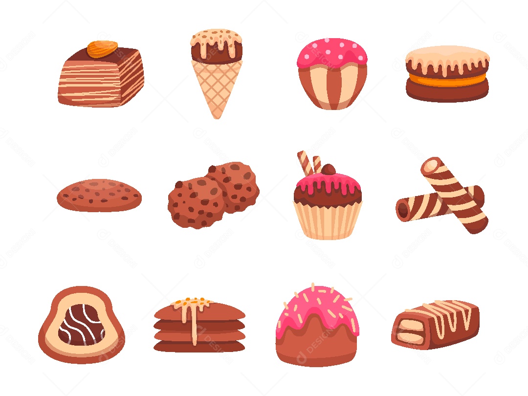 Conjunto de Elementos Comidas Doce de Vetor EPS