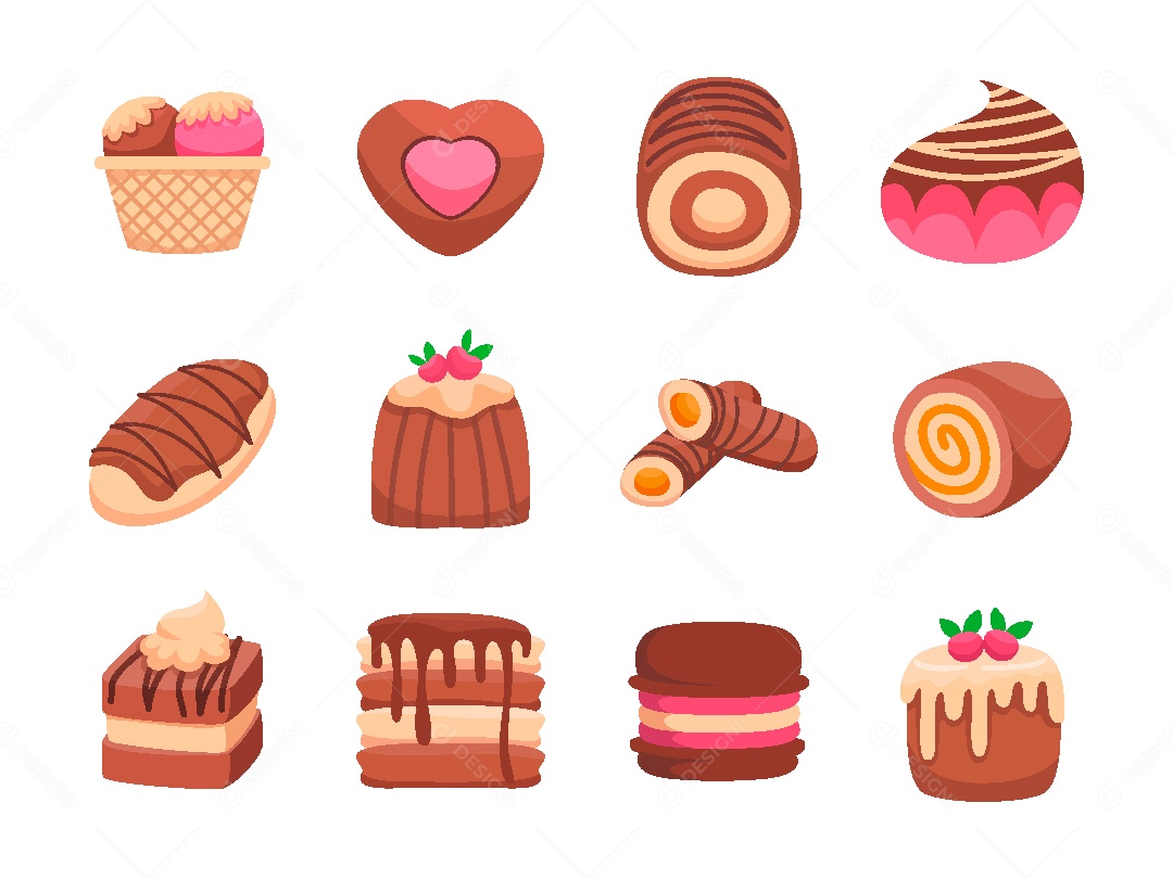 Conjunto de Elementos Comidas Doce de Vetor EPS