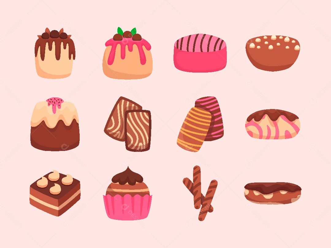 Elements Set Foods Sweet Vector EPS
